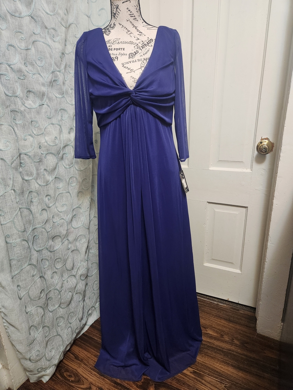Alex Evenings Purple Floor Length Twist-Front Maxi Dress Sz 12 Style 14094 NWT